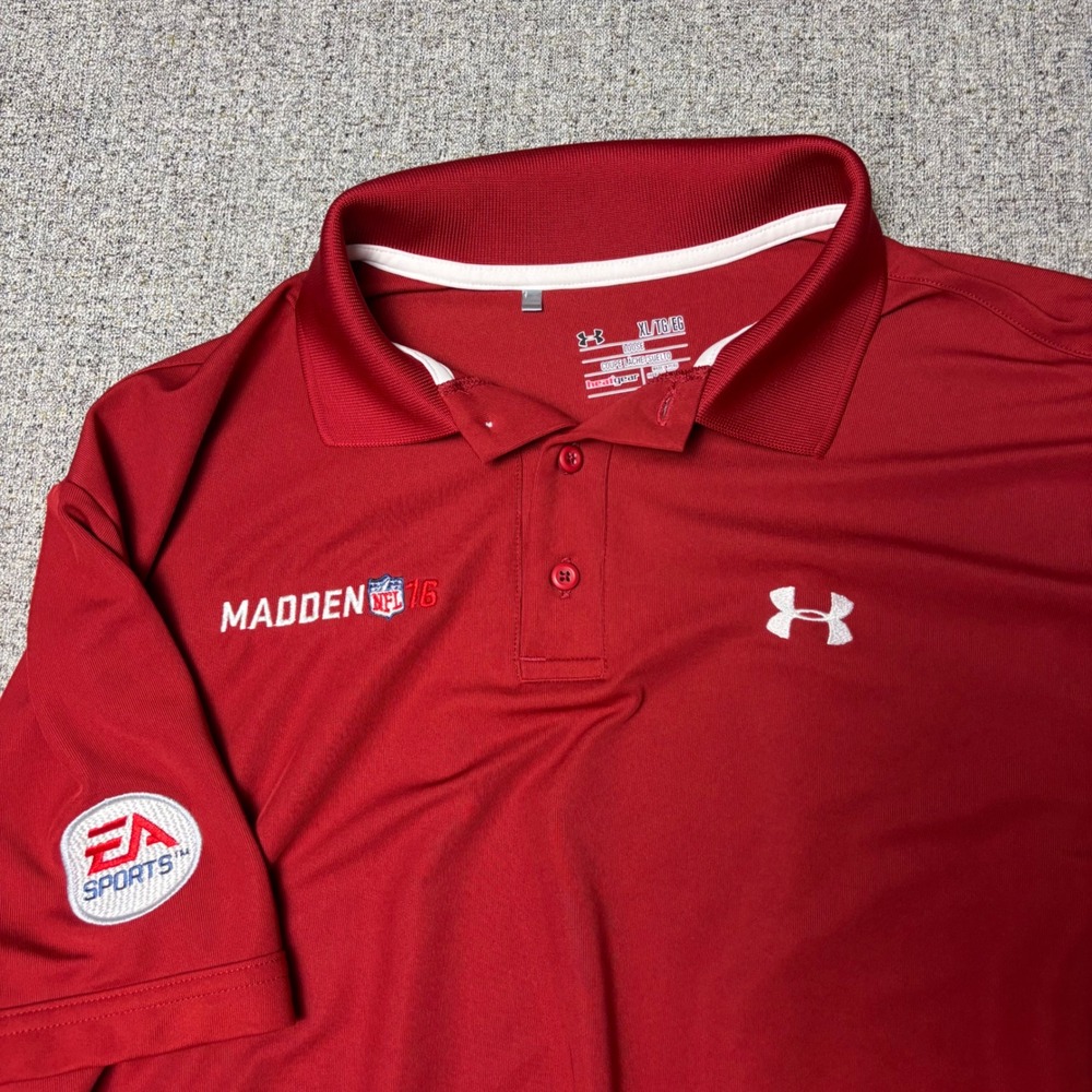 Under Armour Polo Mens XL Red Madden NFL 16 EA Sports HeatGear Performance Shirt